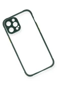 iPhone 12 Pro Max Kılıf Miami Şeffaf Silikon - Koyu Yeşil thumbnail 3