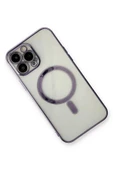 iPhone 13 Pro Max Kılıf Magneticsafe Lazer Silikon - Mor thumbnail 3