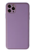 iPhone 11 Pro Kılıf Coco Deri Silikon Kapak - Lila thumbnail 1