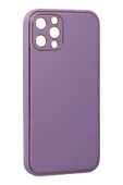 iPhone 12 Pro Kılıf Coco Deri Silikon Kapak - Lila thumbnail 3