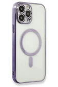 iPhone 13 Pro Max Kılıf Magneticsafe Lazer Silikon - Mor thumbnail 1