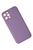 iPhone 12 Pro Kılıf Coco Deri Silikon Kapak - Lila thumbnail 2