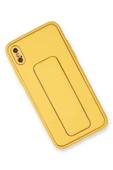 iPhone XS Max Kılıf Coco Deri Standlı Kapak - Sarı thumbnail 3