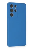 Samsung Galaxy S21 Ultra Kılıf Nano içi Kadife Silikon - Mavi thumbnail 2