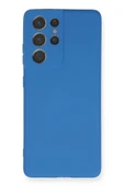 Samsung Galaxy S21 Ultra Kılıf Nano içi Kadife Silikon - Mavi thumbnail 1