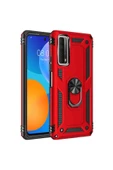Huawei P Smart 2021 Kılıf Sofya Yüzüklü Silikon Kapak - Kırmızı thumbnail 1