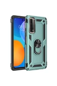 Huawei P Smart 2021 Kılıf Sofya Yüzüklü Silikon Kapak - Yeşil thumbnail 1