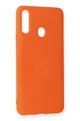 Samsung Galaxy A20S Kılıf Nano içi Kadife Silikon - Turuncu thumbnail 3