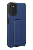 Samsung Galaxy A03S Kılıf Mega Standlı Silikon - Mavi thumbnail 2