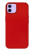 iPhone 12 Kılıf Asya Deri Silikon - Kırmızı thumbnail 1