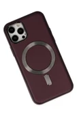 iPhone 12 Pro Max Kılıf Coco Deri Magneticsafe Silikon - Bordo thumbnail 3