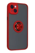 iPhone 14 Kılıf Montreal Yüzüklü Silikon Kapak - Kırmızı thumbnail 2