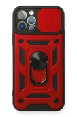 iPhone 12 Pro Kılıf Pars Lens Yüzüklü Silikon - Kırmızı thumbnail 1