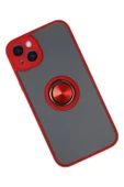iPhone 14 Kılıf Montreal Yüzüklü Silikon Kapak - Kırmızı thumbnail 3