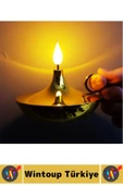 Premium Konsept Hediyelik Dekoratif Nostaljik LED Işık Alev Görünümlü Çok Şık Pilli GOLD Mum Lamba thumbnail 2