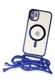 iPhone 11 Kılıf Divo Lazer Askılı Magsafe Kapak - Mavi thumbnail 4
