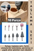 Dayanıklı Atölye Tamir Metal Ahşap Plastik Parlatma Temizleme Çapak Alma Kalıpçı Taşlama Seti 10 Prç - 1