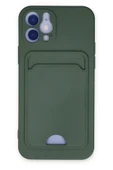 iPhone 12 Kılıf Kelvin Kartvizitli Silikon - Koyu Yeşil thumbnail 1