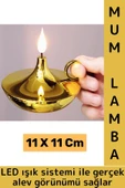 Premium Konsept Hediyelik Dekoratif Nostaljik LED Işık Alev Görünümlü Çok Şık Pilli GOLD Mum Lamba thumbnail 1