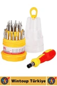 Kompakt Çok Amaçlı Cep Telefonu Laptop Kaymaz Kauçuk Saplı Pratik Yumurta Tornavida Seti 31 Parça - 2