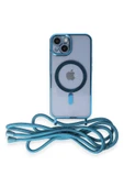 iPhone 14 Kılıf Divo Lazer Askılı Magsafe Kapak - Sierra Blue thumbnail 1