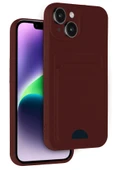 iPhone 14 Kılıf Kelvin Kartvizitli Silikon - Bordo thumbnail 1