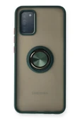 Samsung Galaxy A02S Kılıf Montreal Yüzüklü Silikon Kapak - Yeşil thumbnail 1