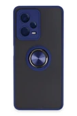 Xiaomi Redmi Note 12 5G Kılıf Montreal Yüzüklü Silikon Kapak - Lacivert thumbnail 1