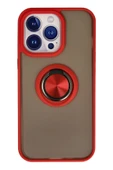 iPhone 15 Pro Max Kılıf Montreal Yüzüklü Silikon Kapak - Kırmızı thumbnail 1