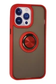 iPhone 15 Pro Max Kılıf Montreal Yüzüklü Silikon Kapak - Kırmızı thumbnail 3