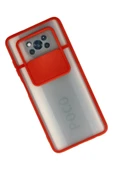 Xiaomi Pocophone X3 Kılıf Palm Buzlu Kamera Sürgülü Silikon - Kırmızı thumbnail 2