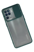 Oppo Reno 5 Lite Kılıf Palm Buzlu Kamera Sürgülü Silikon - Yeşil thumbnail 2
