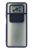 Xiaomi Pocophone X3 Kılıf Palm Buzlu Kamera Sürgülü Silikon - Lacivert thumbnail 1