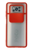 Xiaomi Pocophone X3 Kılıf Palm Buzlu Kamera Sürgülü Silikon - Kırmızı thumbnail 1