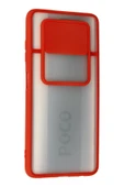 Xiaomi Pocophone X3 Kılıf Palm Buzlu Kamera Sürgülü Silikon - Kırmızı thumbnail 3