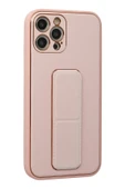 iPhone 12 Pro Kılıf Coco Deri Standlı Kapak - Pembe thumbnail 2