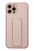 iPhone 12 Pro Kılıf Coco Deri Standlı Kapak - Pembe thumbnail 1