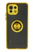Xiaomi Mİ 11 Lite Kılıf Montreal Yüzüklü Silikon Kapak - Sarı thumbnail 1