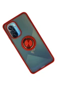 Xiaomi Redmi K40 Kılıf Montreal Yüzüklü Silikon Kapak - Kırmızı thumbnail 2