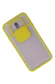 Samsung Galaxy J7 Pro / J730 Kılıf Palm Buzlu Kamera Sürgülü Silikon - Sarı thumbnail 2
