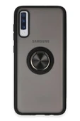 Samsung Galaxy A70 Kılıf Montreal Yüzüklü Silikon Kapak - Siyah thumbnail 1