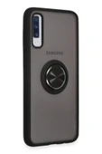 Samsung Galaxy A70 Kılıf Montreal Yüzüklü Silikon Kapak - Siyah thumbnail 2