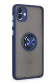 Samsung Galaxy A04 Kılıf Montreal Yüzüklü Silikon Kapak - Lacivert thumbnail 2