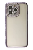 iPhone 14 Pro Kılıf Joke Taşlı Silikon - Mor thumbnail 2