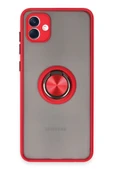 Samsung Galaxy A04 Kılıf Montreal Yüzüklü Silikon Kapak - Kırmızı thumbnail 1