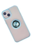 iPhone 13 Kılıf Montreal Yüzüklü Silikon Kapak - Buz Mavi thumbnail 2