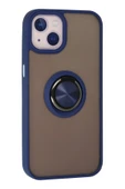 iPhone 13 Kılıf Montreal Yüzüklü Silikon Kapak - Lacivert thumbnail 3