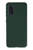 Samsung Galaxy S20 Kılıf Nano içi Kadife Silikon - Koyu Yeşil thumbnail 1