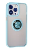 iPhone 13 Pro Kılıf Montreal Yüzüklü Silikon Kapak - Buz Mavi thumbnail 3
