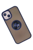 iPhone 13 Kılıf Montreal Yüzüklü Silikon Kapak - Lacivert thumbnail 2